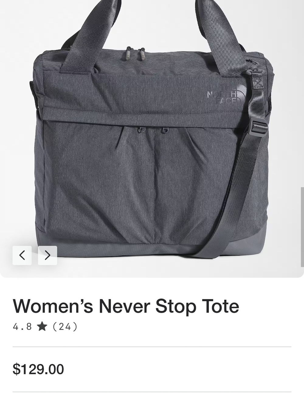 The North Face Women's Never Stop Tote - Charcoal Gray